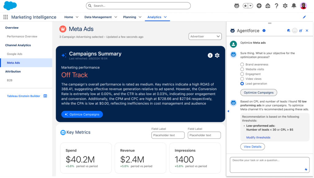 Agent actions in ads